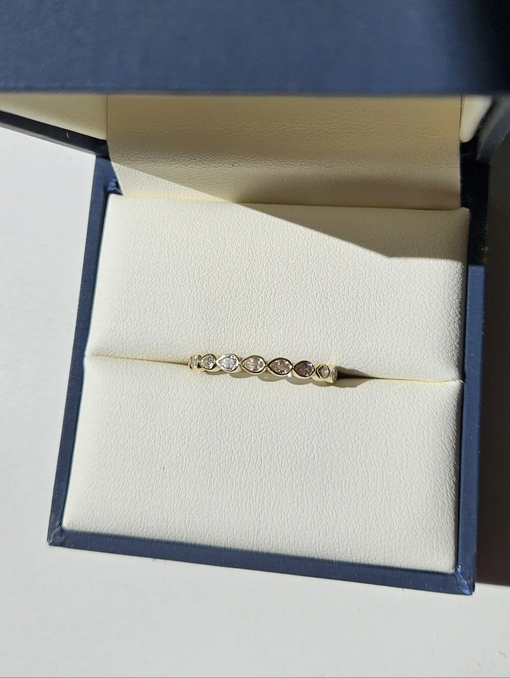 Yellow Gold (14K) Pear Cut Natural Diamond Wedding Band